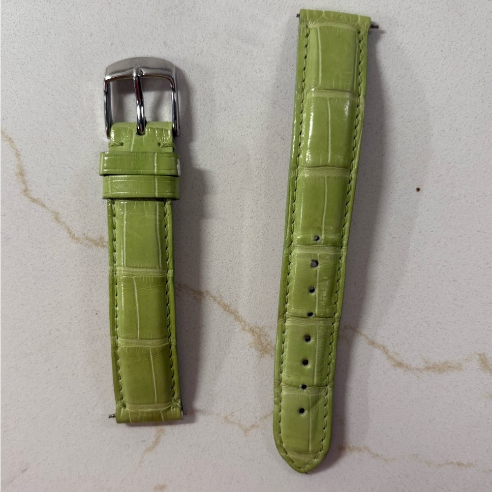 Michele 16 mm Genuine Alligator Leather Light Lime Green Watch Band Strap